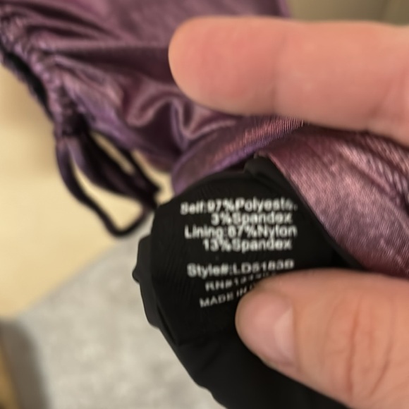 Line & Dot Purple Metallic Asymmetrical Bodycon Cutout Dress Size Medium NWT - Picture 7 of 8